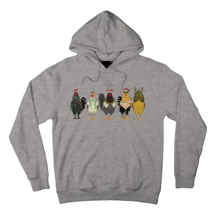 Chicken Christmas Lights Farm Animal Christmas Funny Chicken Lover Xmas Tall Hoodie