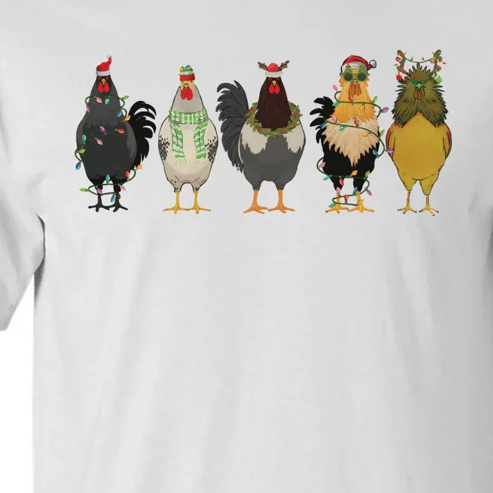 Chicken Christmas Lights Farm Animal Christmas Funny Chicken Lover Xmas Tall T-Shirt