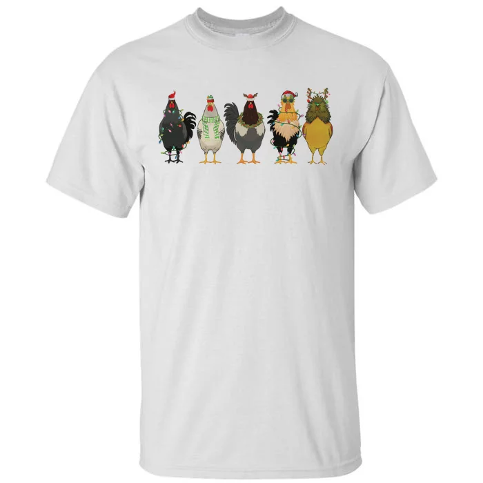 Chicken Christmas Lights Farm Animal Christmas Funny Chicken Lover Xmas Tall T-Shirt