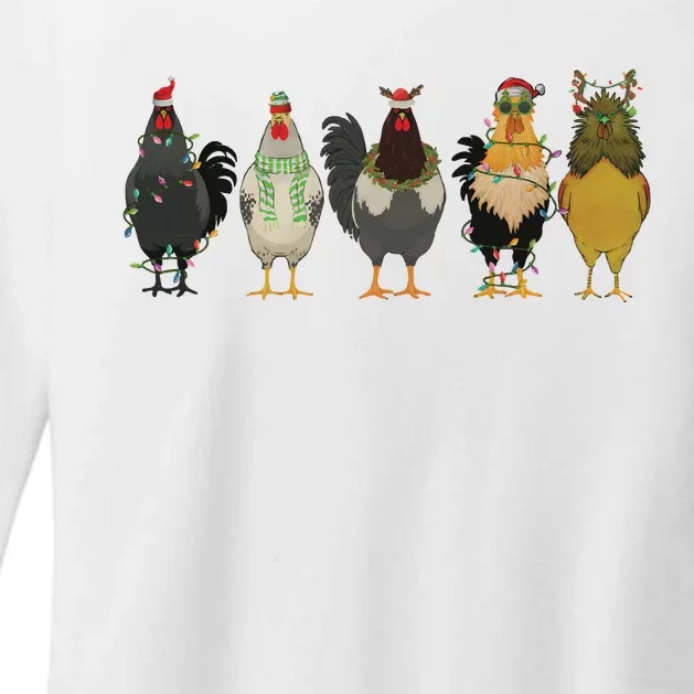 Chicken Christmas Lights Farm Animal Christmas Funny Chicken Lover Xmas Womens CVC Long Sleeve Shirt