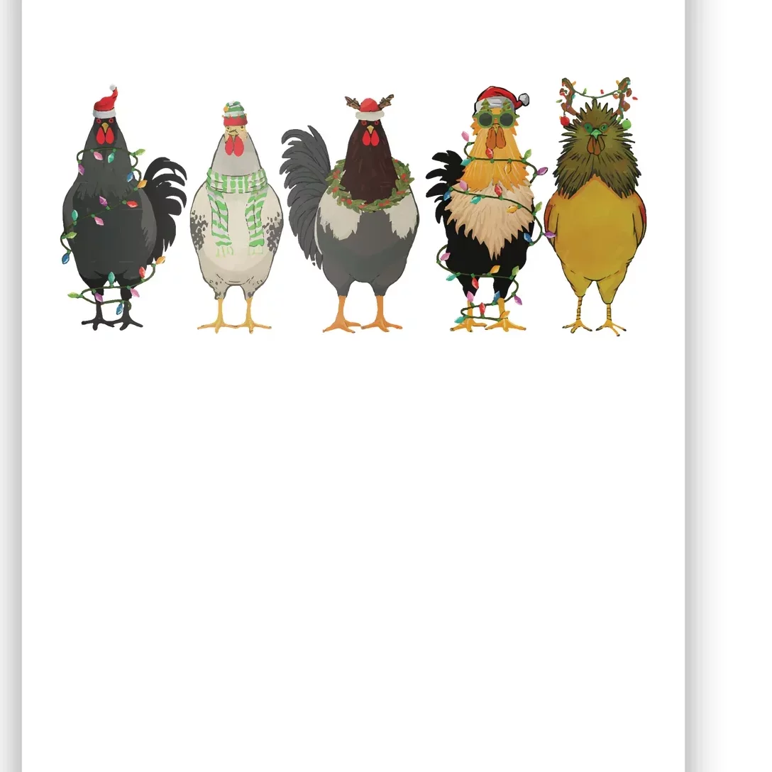 Chicken Christmas Lights Farm Animal Christmas Funny Chicken Lover Xmas Poster