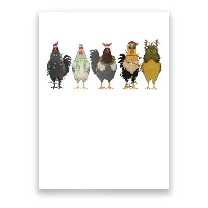 Chicken Christmas Lights Farm Animal Christmas Funny Chicken Lover Xmas Poster