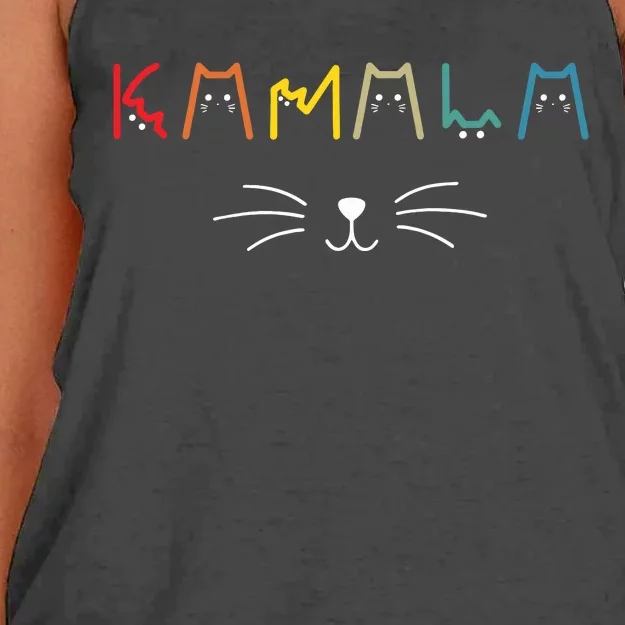 Commala Cat Lettering Positive Funny Cat Letters Women's Knotted Racerback Tank