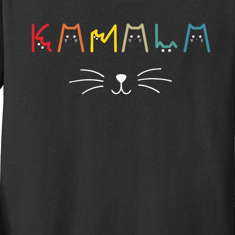 Commala Cat Lettering Positive Funny Cat Letters Kids Long Sleeve Shirt