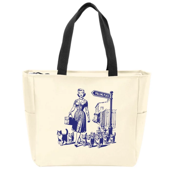 Childless Cat Lady Funny Vintage Zip Tote Bag