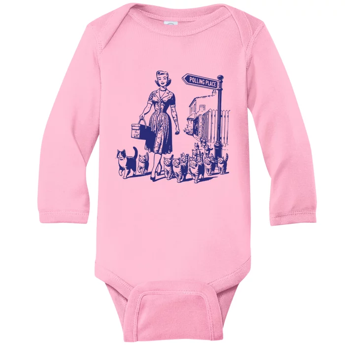 Childless Cat Lady Funny Vintage Baby Long Sleeve Bodysuit