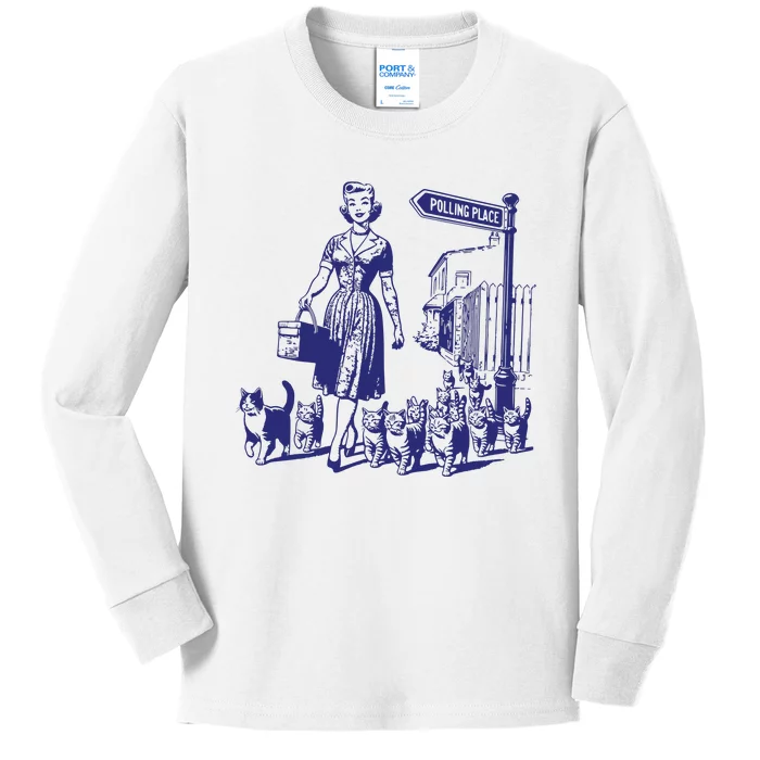 Childless Cat Lady Funny Vintage Kids Long Sleeve Shirt