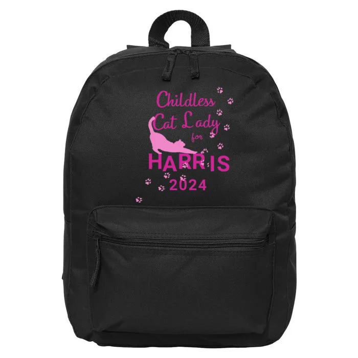 Childless Cat Lady For Harris 2024 Gift 16 in Basic Backpack