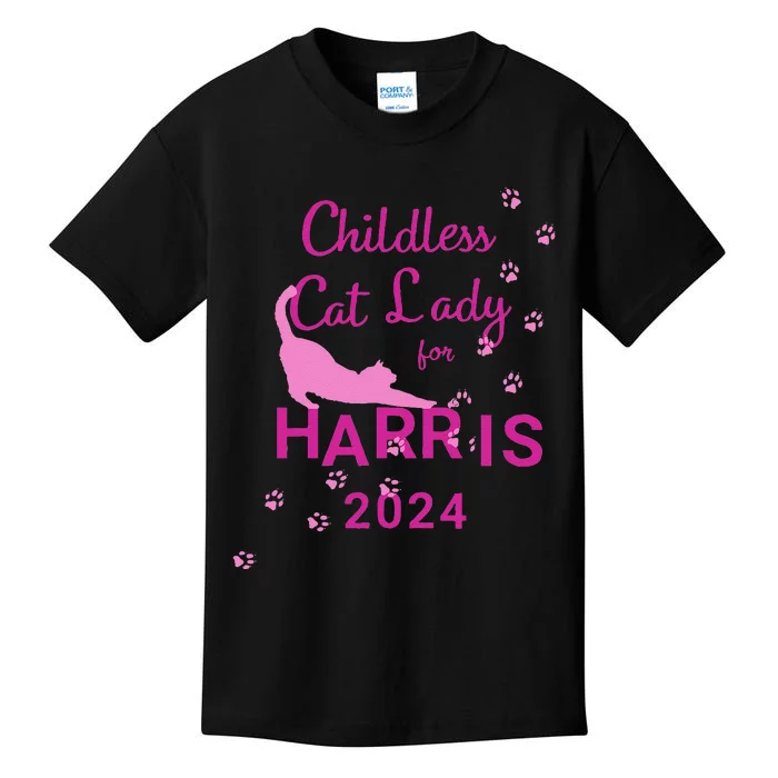 Childless Cat Lady For Harris 2024 Gift Kids T-Shirt