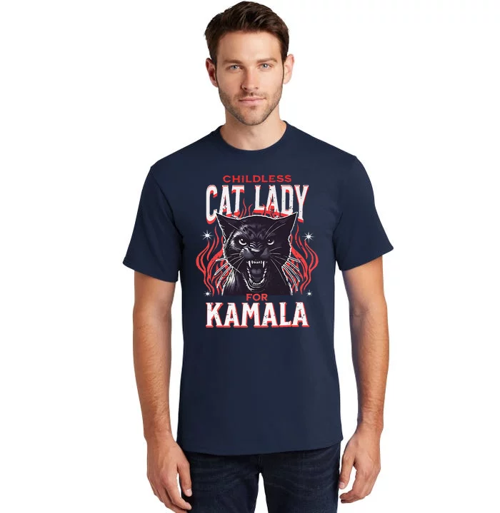 Childless Cat Lady For Kamala Harris 2024 President Election Tall T-Shirt