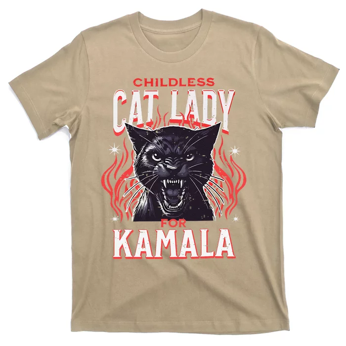 Childless Cat Lady For Kamala Harris 2024 President Election T-Shirt