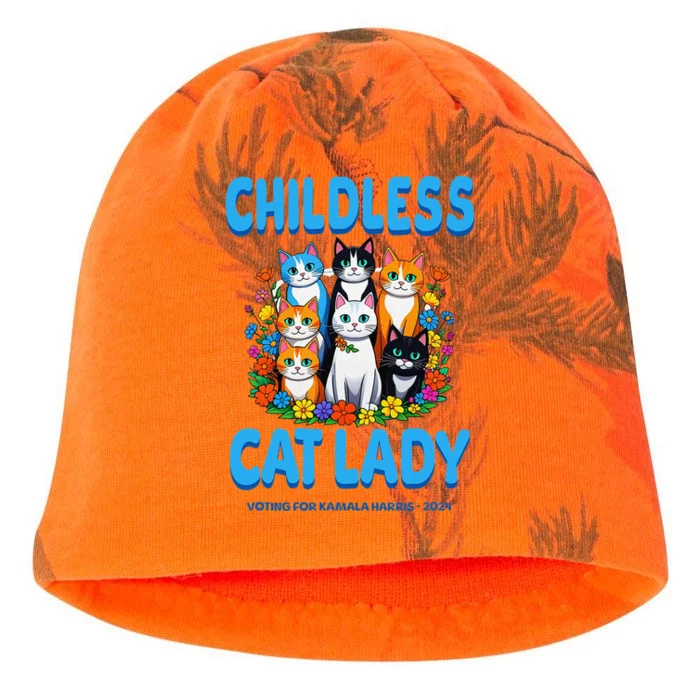 Childless Cat Lady For Kamala Harris President 2024 Campaign Kati - Camo Knit Beanie