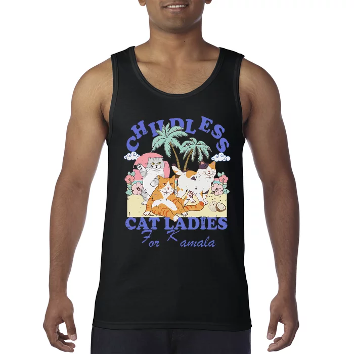 Childless Cat Lady For Kamala Harris 2024 Election Funny Cat Love Tank Top