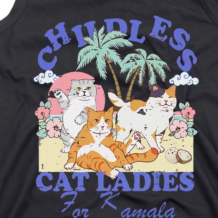 Childless Cat Lady For Kamala Harris 2024 Election Funny Cat Love Tank Top