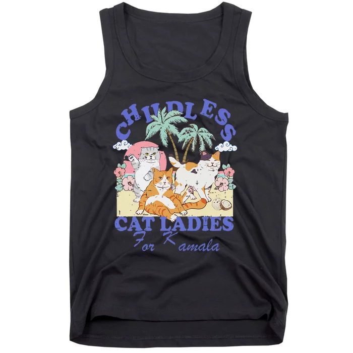 Childless Cat Lady For Kamala Harris 2024 Election Funny Cat Love Tank Top