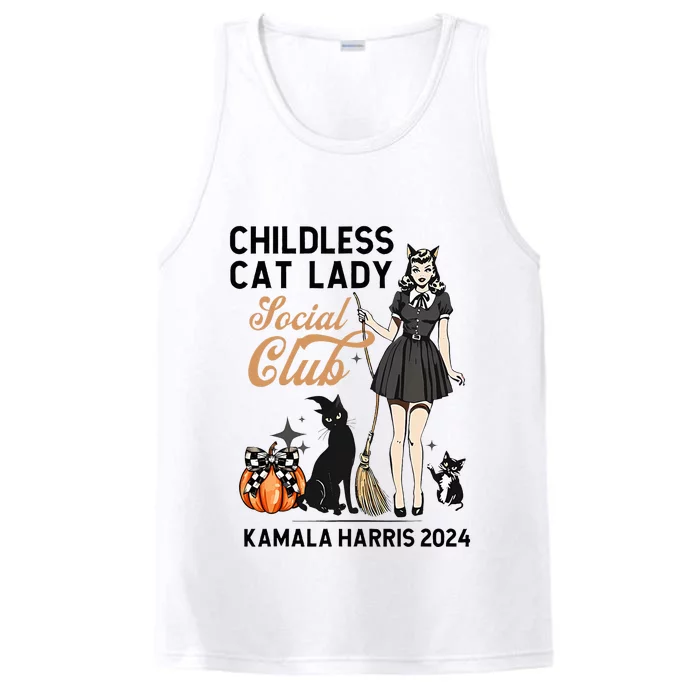 Childless Cat Lady Vote Halloween Witches Feminist Kamala Performance Tank