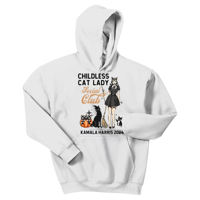 Childless Cat Lady Vote Halloween Witches Feminist Kamala Kids Hoodie