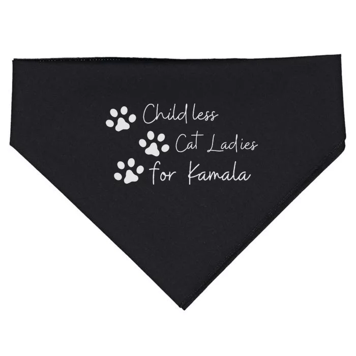 Childless Cat Ladies For Kamala Harris Funny Pro Kamala USA-Made Doggie Bandana