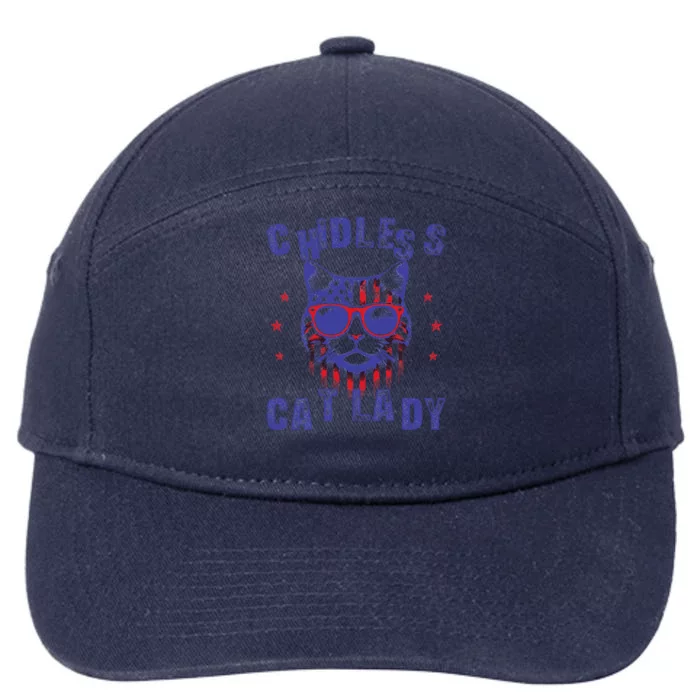 Childless Cat Ladies For Kamala Harris 2024 Election Vintage 7-Panel Snapback Hat