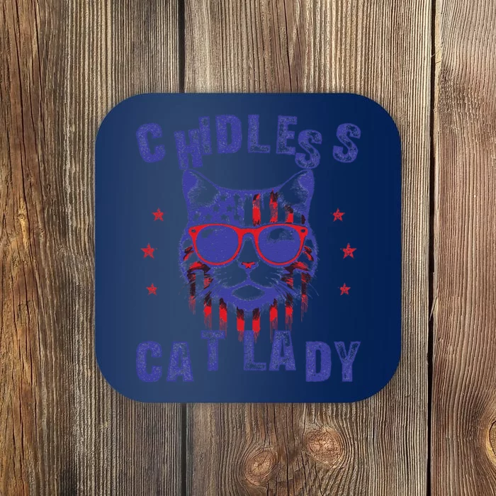 Childless Cat Ladies For Kamala Harris 2024 Election Vintage Coaster