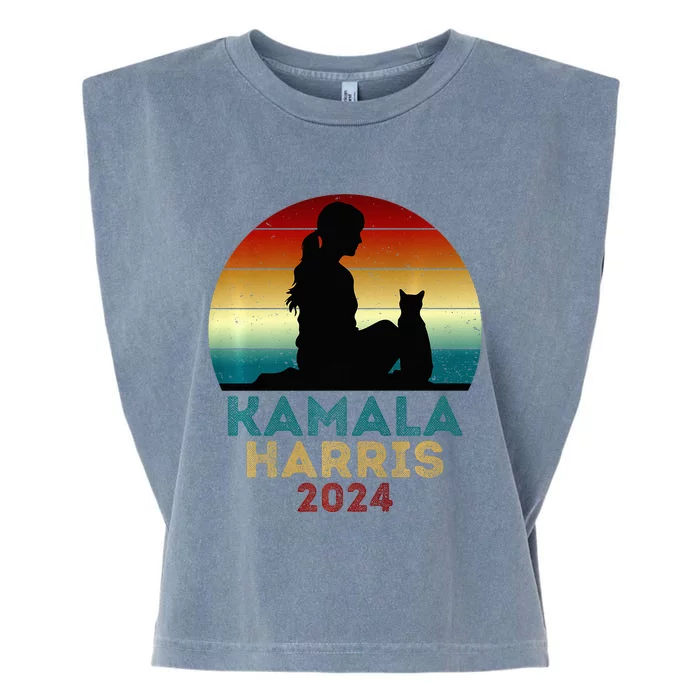 Childless Cat Lady For Kamala Harris President 2024 Garment-Dyed Women's Muscle Tee