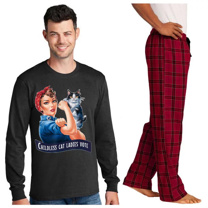 Childless Cat Ladies Vote Rosie The Riveter Long Sleeve Pajama Set