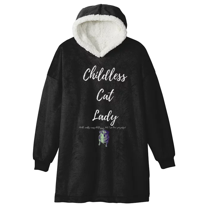 Childless Cat Lady Hooded Wearable Blanket