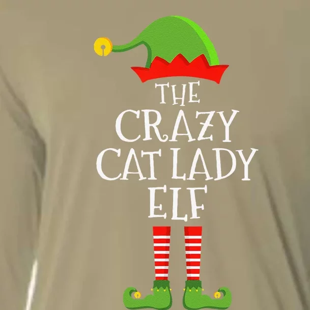 Crazy Cat Lady Elf Funny Christmas Matching Family Pajama Cooling Performance Long Sleeve Crew