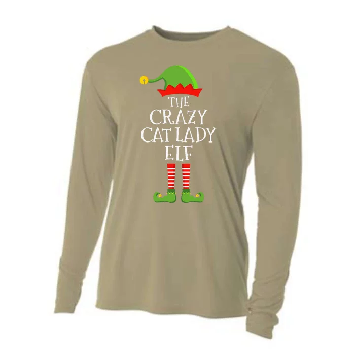 Crazy Cat Lady Elf Funny Christmas Matching Family Pajama Cooling Performance Long Sleeve Crew