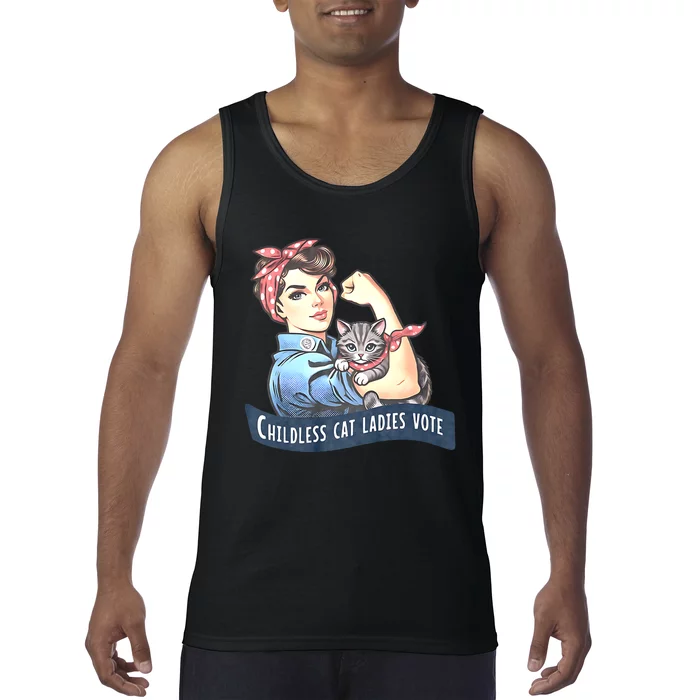 Childless Cat Ladies Vote Rosie The Riveter Election 2024 Tank Top