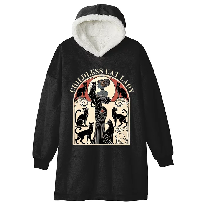 Childless Cat Ladies Cat Karma Retro Funny Hooded Wearable Blanket