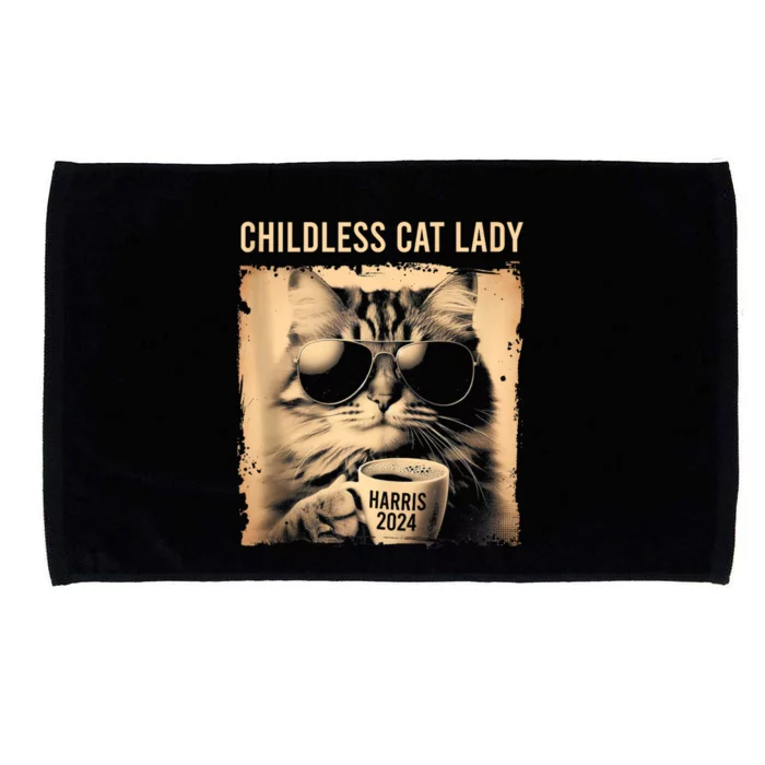 Childless Cat Lady Vintage Coffee Cat Microfiber Hand Towel