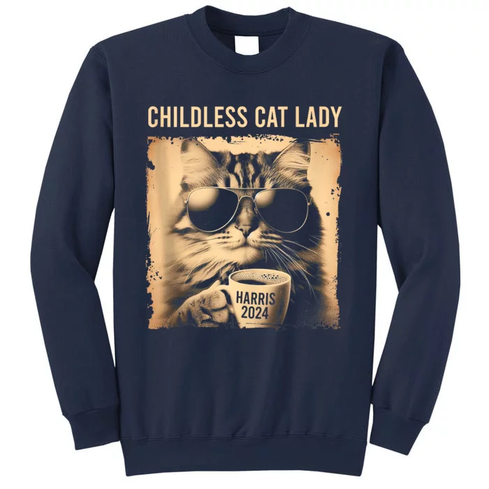 Childless Cat Lady Vintage Coffee Cat Sweatshirt