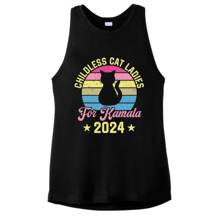 Childless Cat Ladies For Kamala 2024 Ladies Tri-Blend Wicking Tank