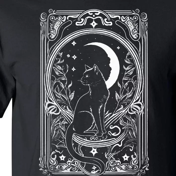 Cute Cat Lover Moon Tarot Card Cat Tarot Card Crescet Moon Tall T-Shirt