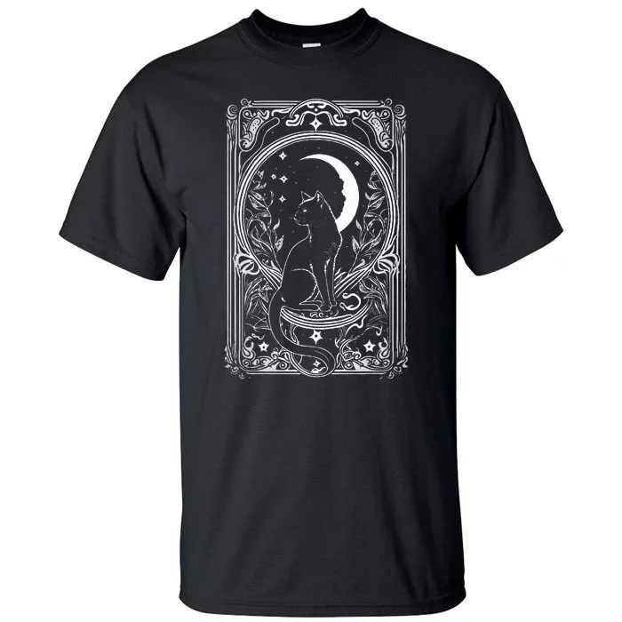 Cute Cat Lover Moon Tarot Card Cat Tarot Card Crescet Moon Tall T-Shirt