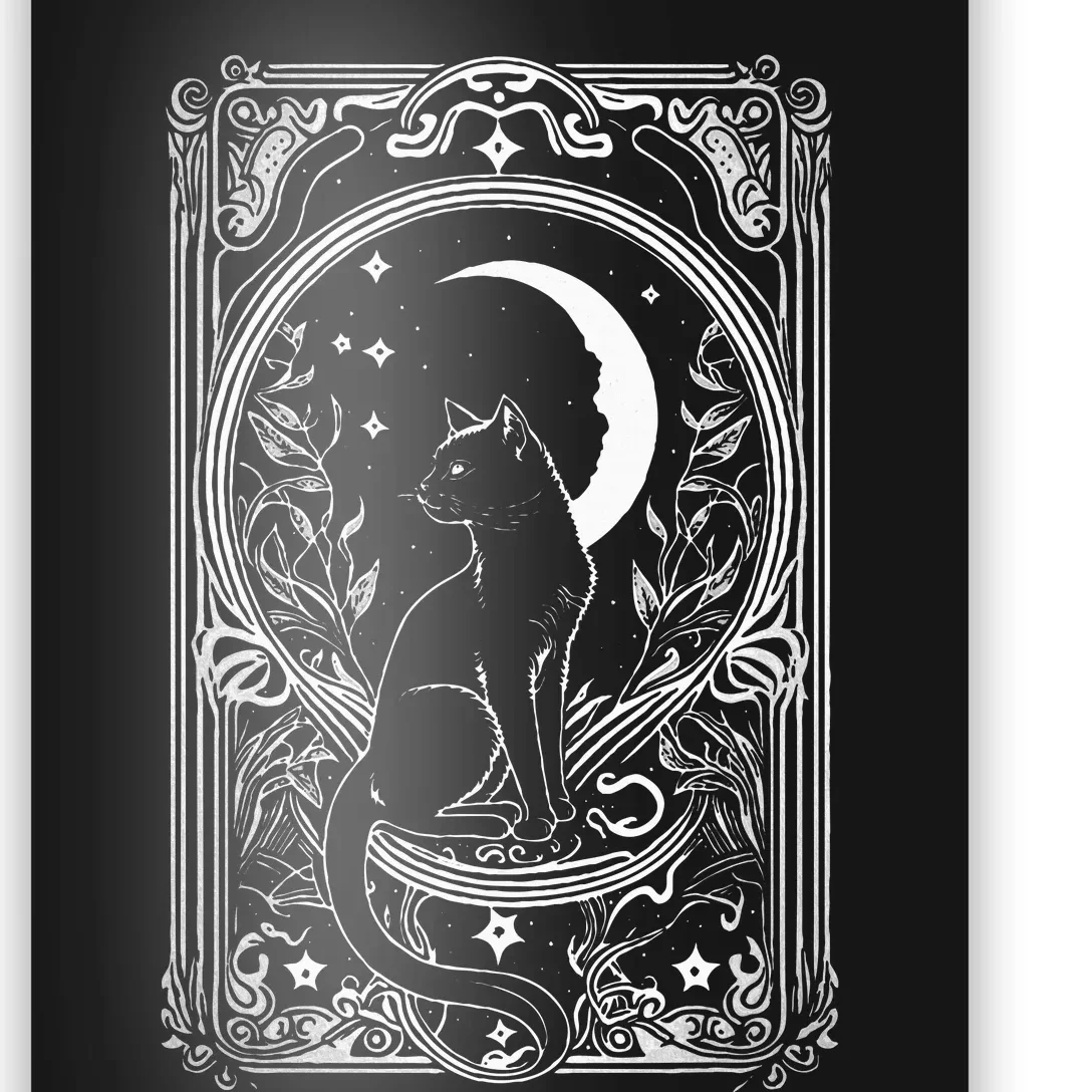 Cute Cat Lover Moon Tarot Card Cat Tarot Card Crescet Moon Poster