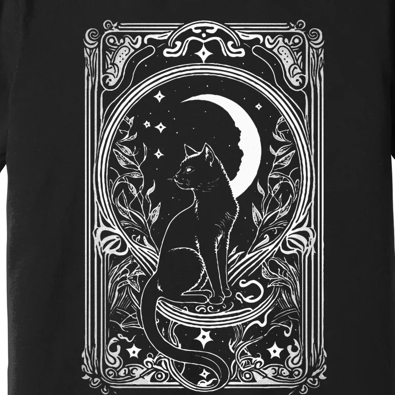 Cute Cat Lover Moon Tarot Card Cat Tarot Card Crescet Moon Premium T-Shirt