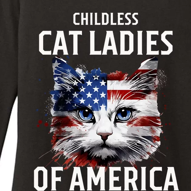 Childless Cat Lady Of America Kamala Harris 2024 Us Flag Womens CVC Long Sleeve Shirt