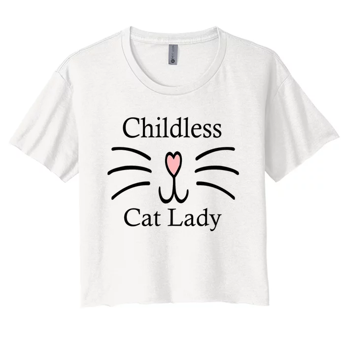 Childless Cat Lady For President Funny Childless Cat Lady 2024 Women's Crop Top Tee