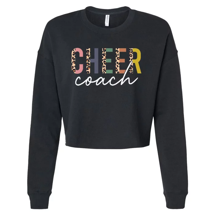 Cheer Coach Leopard Cheerleading Props Cute Cheer For Coach Cropped Pullover Crew