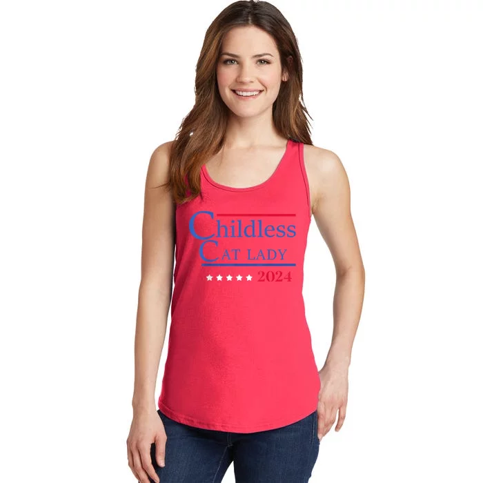 Childless Cat Lady 2024 Ladies Is Voting Kamala Ladies Essential Tank