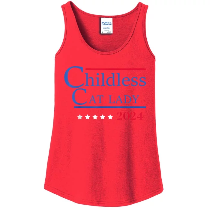 Childless Cat Lady 2024 Ladies Is Voting Kamala Ladies Essential Tank