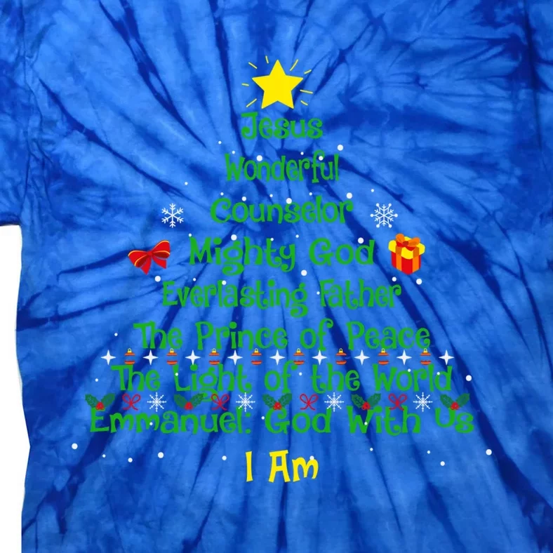 Christian Christmas Lover Bible Names Of Jesus Tree Xmas Gift Tie-Dye T-Shirt