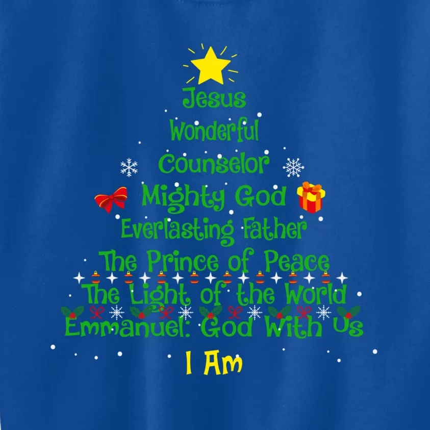 Christian Christmas Lover Bible Names Of Jesus Tree Xmas Gift Kids Sweatshirt