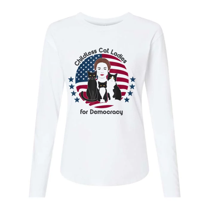 Childless Cat Ladies For Democracy Womens Cotton Relaxed Long Sleeve T-Shirt