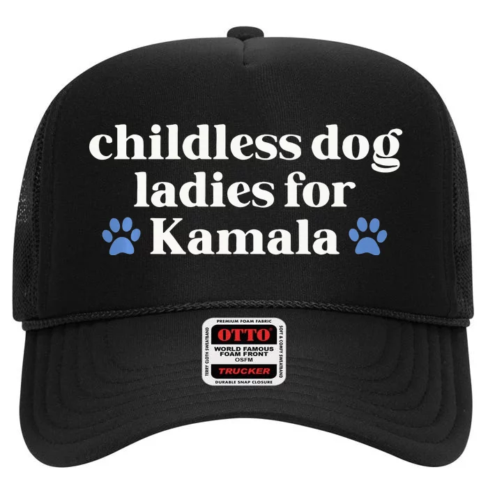 Childless Cat Lady For Kamala Harris Madam President 2024 Tank Top High Crown Mesh Trucker Hat