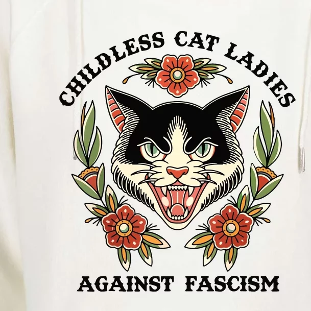 Childless Cat Ladies Against Fascism Womens Funnel Neck Pullover Hood