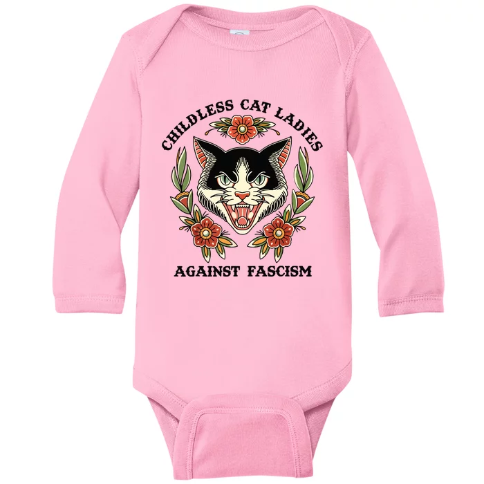 Childless Cat Ladies Against Fascism Baby Long Sleeve Bodysuit