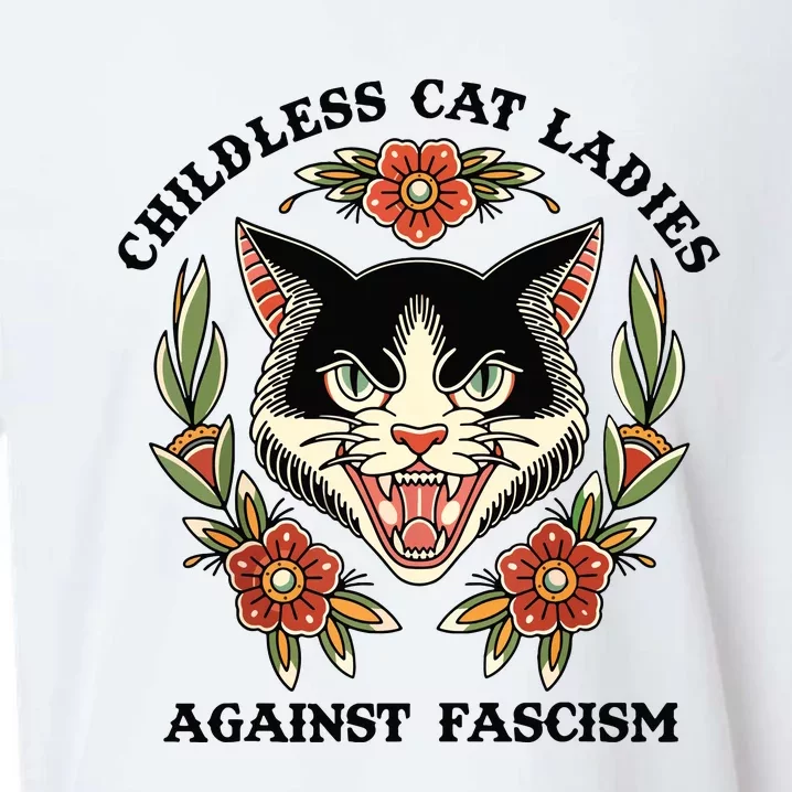 Childless Cat Ladies Against Fascism Sueded Cloud Jersey T-Shirt